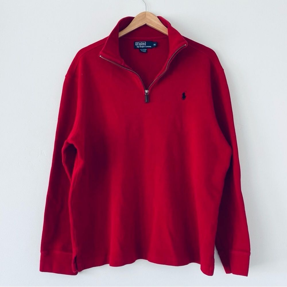 Ralph Lauren Red Men's Cotton Sweater Sz XL Preppy Sporty Tennis Golf Money